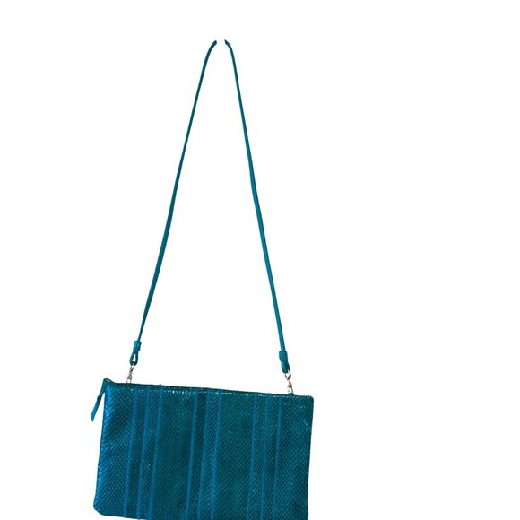 Clemente Vintage Womens Crossbody Clutch Bag Green Snake Skin Casual - Picture 6 of 11